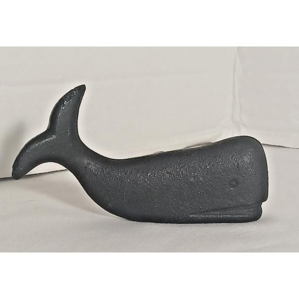 Vintage Cast Iron Whale Figurine Paperweight Black 4" Inch Small Statue Heavy